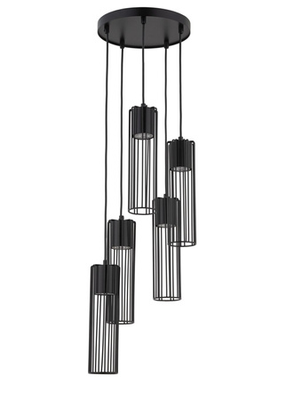 Lampa wisząca druciana tuby czarna Sigma Lighting - FOBIA 5 zwis koło 33459