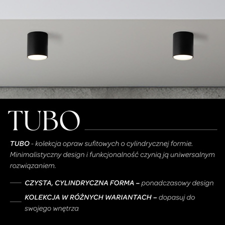 Plafon TUBO L czarny 40841