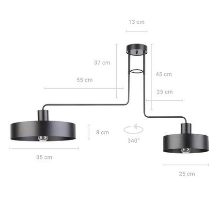 Lampa sufitowa na wysięgniku czarna Sigma Lighting VASCO 2 31551