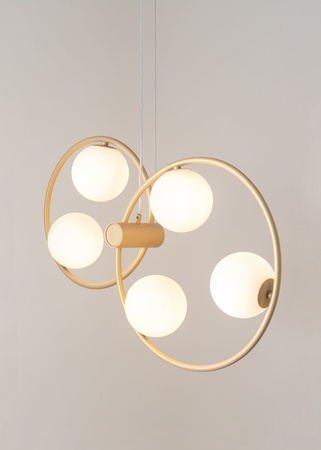 Lampa wisząca okręgi kule złoto-beżowa Sigma Lighting - AQUA 5 zwis podwójny 33479