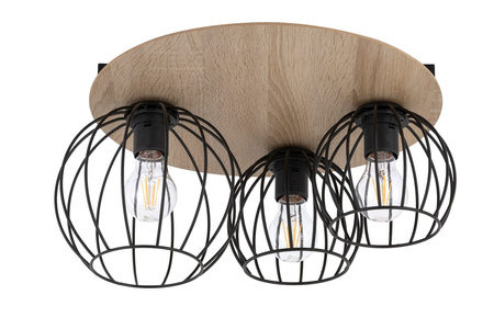 Plafon druciany sklejka dąb czarny Sigma Lighting CYBER 3 koło 32356