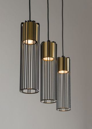 Lampa wisząca druciana tuba złota Sigma Lighting - FOBIA 3 zwis prosty 33455