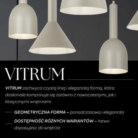 Lampa wisząca VITRUM kopuła S szary beż 40804