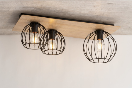 Plafon druciany sklejka dąb czarny Sigma Lighting CYBER 3 prostokąt 32359