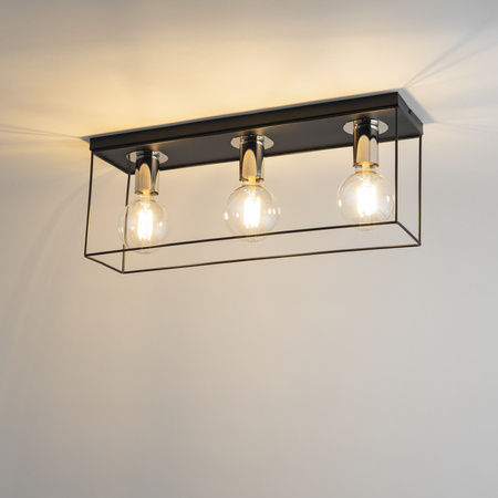 Plafon loftowy klatka VOX 3 czarno-srebrny SIGMA LIGHTING 40700