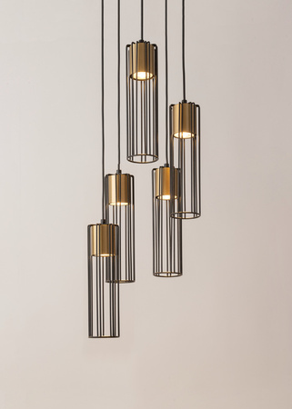 Lampa wisząca druciana tuby złota Sigma Lighting - FOBIA 5 zwis koło 33461