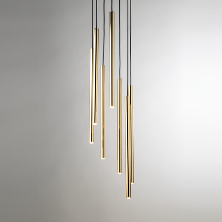 Lampa wisząca rurka SOPEL LUX 7 koło czarno-złoty 40740