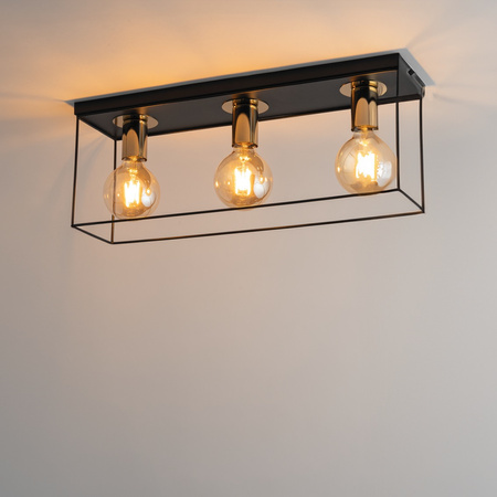 Plafon loftowy klatka VOX 3 czarno-złoty SIGMA LIGHTING 40704