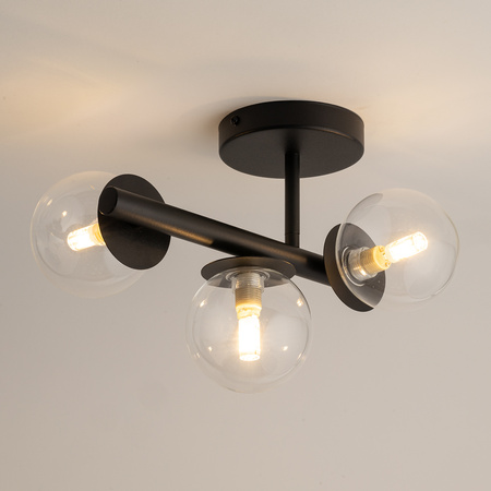 Plafon AVOLA 3 kulki czarne/transaparentne 40794