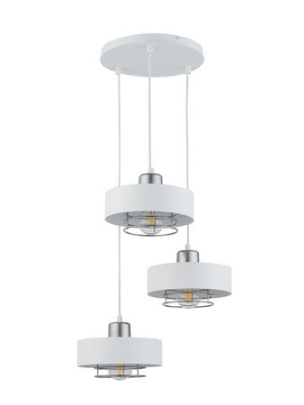 Lampa wisząca metalowa biało-srebrna Sigma Lighting POKER 3 32071