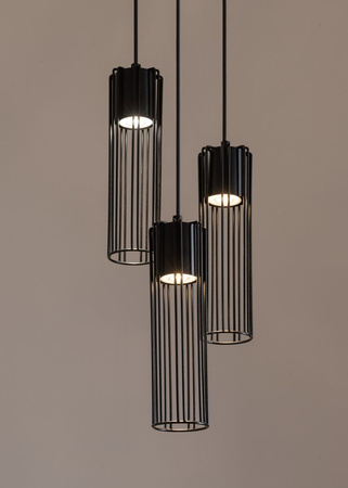 Lampa wisząca druciana tuba czarna Sigma Lighting - FOBIA 3 zwis koło 33456