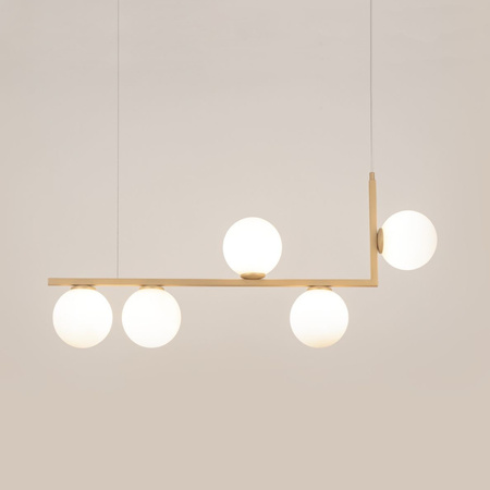 Lampa wisząca mleczne kulki złoto-beżowy Sigma Lighting ANDY 5 33612