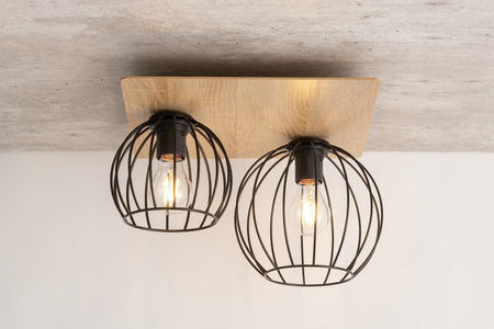 Plafon druciany sklejka dąb czarny Sigma Lighting CYBER 2 prostokąt 32358