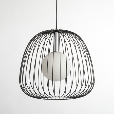 Lampa wisząca druciana BELL 1 M czarno-srebrna 40723