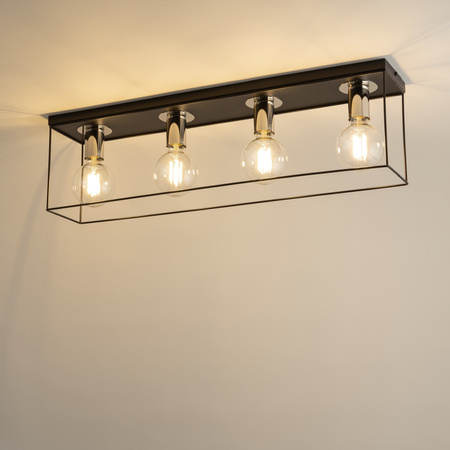 Plafon loftowy klatka VOX 4 czarno-srebrny SIGMA LIGHTING 40701