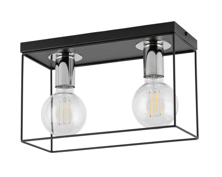 Plafon loftowy klatka VOX 2 czarno-srebrny SIGMA LIGHTING 40699