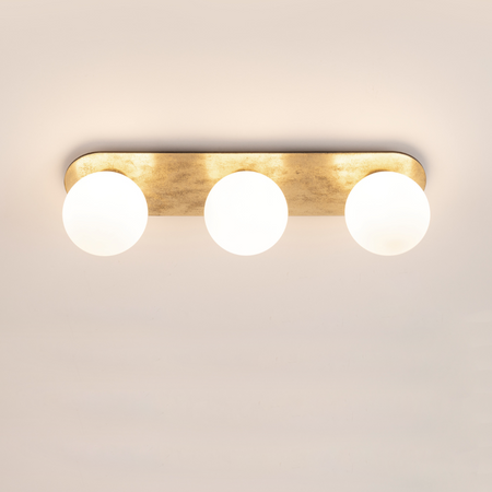 Plafon / kinkiet z mlecznymi kloszami złoty Sigma Lighting FLORA 3 33654
