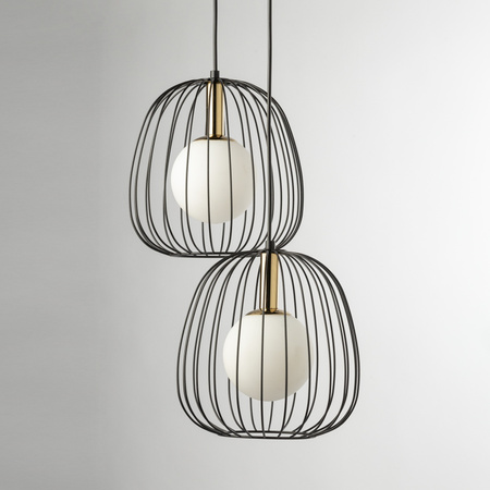 Lampa wisząca druciana BELL 2 czarno-złota 40728