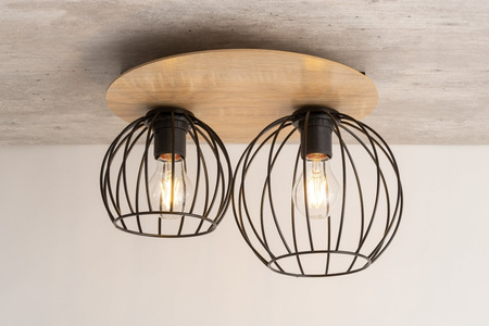 Plafon druciany sklejka dąb czarny Sigma Lighting CYBER 2 koło 32355