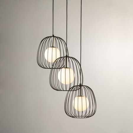 Lampa wisząca druciana BELL 3 czarno-srebrna 40725