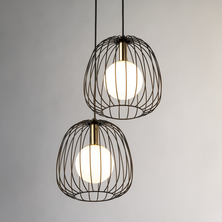 Lampa wisząca druciana BELL 2 czarno-złota 40728