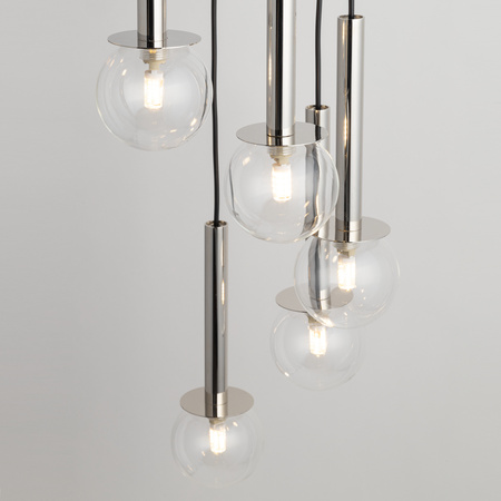 Lampa wisząca kule DAISY 7 Sigma Lighting srebrno-transparentna 40754