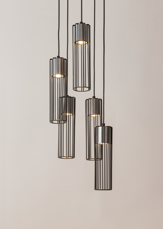 Lampa wisząca druciana tuby srebrna Sigma Lighting - FOBIA 5 zwis koło 33460