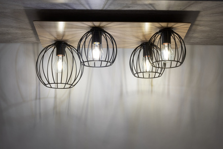 Plafon druciany sklejka dąb czarny Sigma Lighting CYBER 4 prostokąt 32360