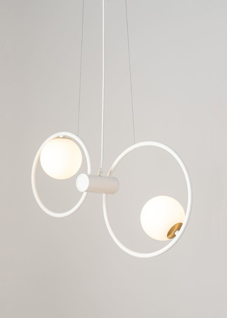 Lampa wisząca okręgi kule biała Sigma Lighting - AQUA 2 zwis podwójny 33472
