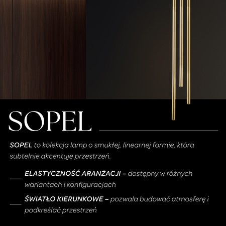 Lampa wisząca rurka SOPEL LUX 3 długi czarno-złota 40748