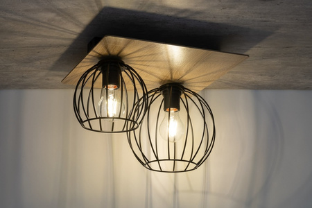 Plafon druciany sklejka dąb czarny Sigma Lighting CYBER 2 prostokąt 32358