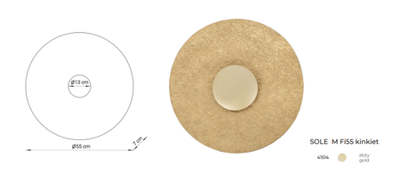 SOLE designerski kinkiet z włącznikami z żywicy Fi 55 cm złoty 41514