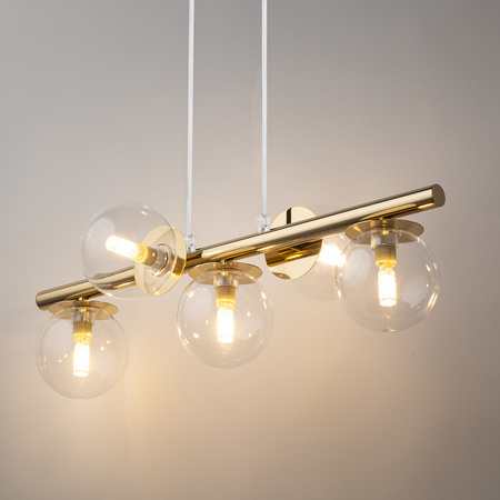 Lampa wisząca AVOLA zwis kulki 5 złote/transparentne 40799