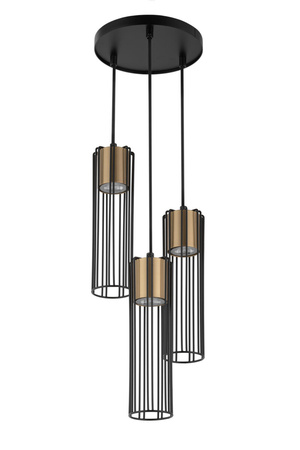 Lampa wisząca druciana tuby złota Sigma Lighting - FOBIA 3 zwis koło 33458