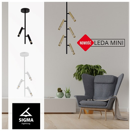 Spot reflektor na wysięgniku czarno-złoty Sigma Lighting LEDA MINI 1 33241 48H