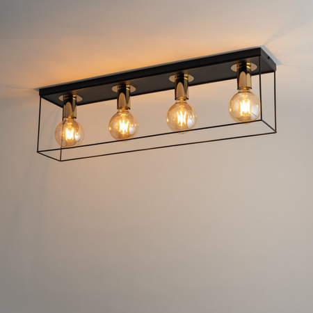 Plafon loftowy klatka VOX 4 czarno-złoty SIGMA LIGHTING 40705