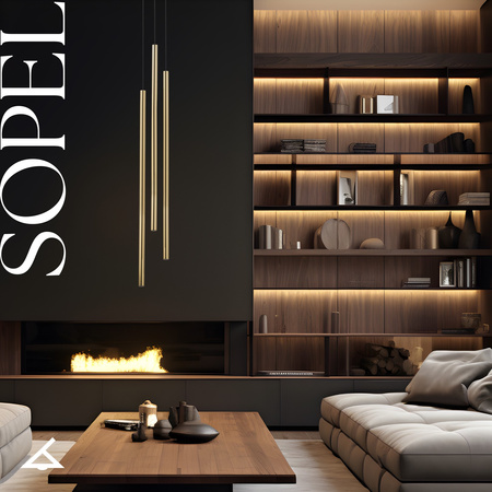 Lampa wisząca rurka SOPEL LUX 3 długi czarno-złota 40748