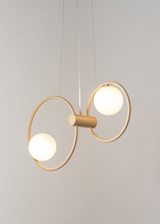 Lampa wisząca okręgi kule złoto-beżowa Sigma Lighting - AQUA 2 zwis podwójny 33473