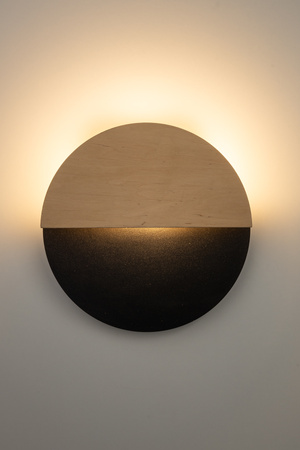 Kinkiet LUNA S czarny/dąb 40861