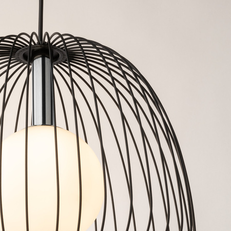 Lampa wisząca druciana BELL 1 M czarno-srebrna 40723