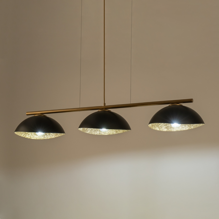 Lampa wisząca Sigma Lighting SOLAR 3 S złota z kloszami czarno-złotymi 40573