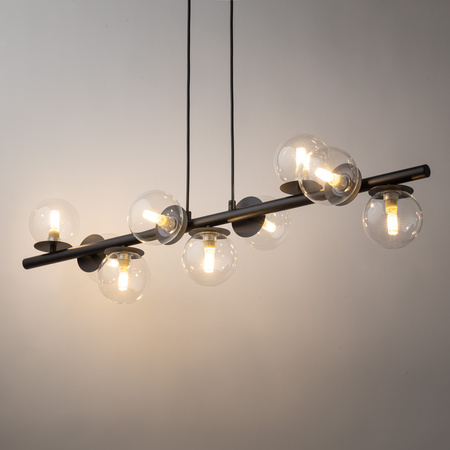 Lampa wisząca AVOLA zwis kulki 9 czarne/transparentne 40793
