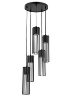 Lampa wisząca druciana tuby czarna Sigma Lighting - FOBIA 5 zwis koło 33459