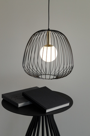 Lampa wisząca druciana BELL 1 M czarno-złota 40727