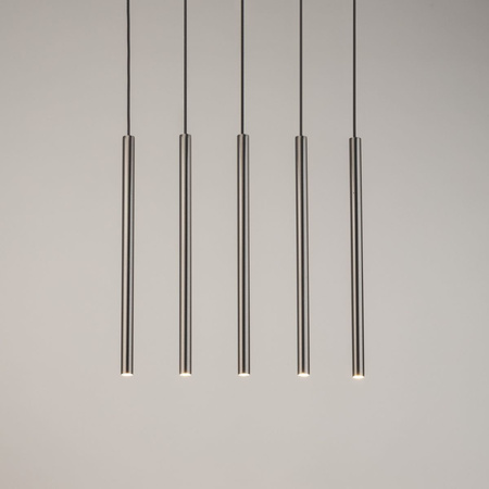 Lampa wisząca rurki sople srebrna Sigma Lighting SOPEL 5 PROSTY 33618