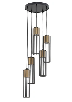 Lampa wisząca druciana tuby złota Sigma Lighting - FOBIA 5 zwis koło 33461
