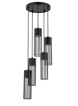 Lampa wisząca druciana tuby czarna Sigma Lighting - FOBIA 5 zwis koło 33459