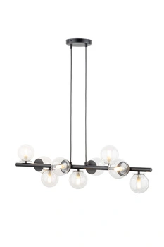 Lampa wisząca AVOLA zwis kulki 9 czarne/transparentne 40793